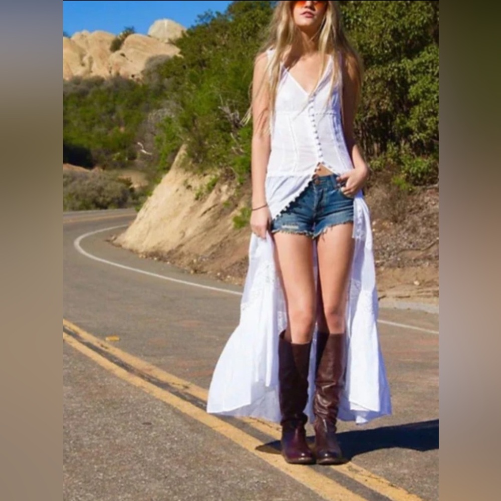 🦋🌈VERY RARE!!  Free People Victoria Button Front Maxi Dress in White (XS)🌈🦋